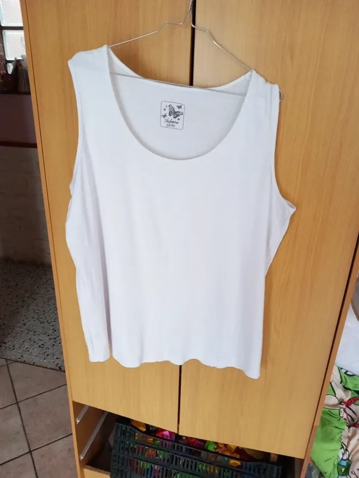 🍓tunique débardeur coton blanc T58 Kebana
