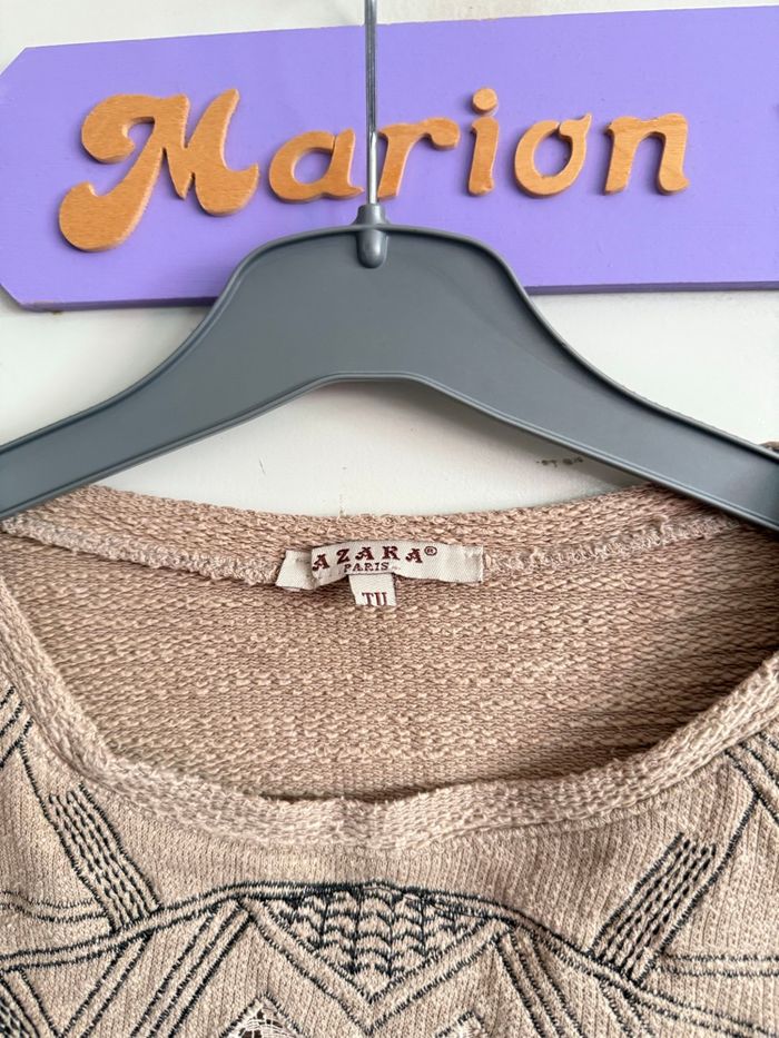Pull beige à motifs, taille unique, marque Azara - photo numéro 2