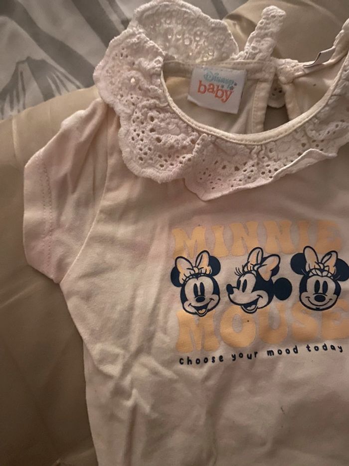 Ensemble bébé t-shirt + short Disney baby Minnie 6 mois - photo numéro 3