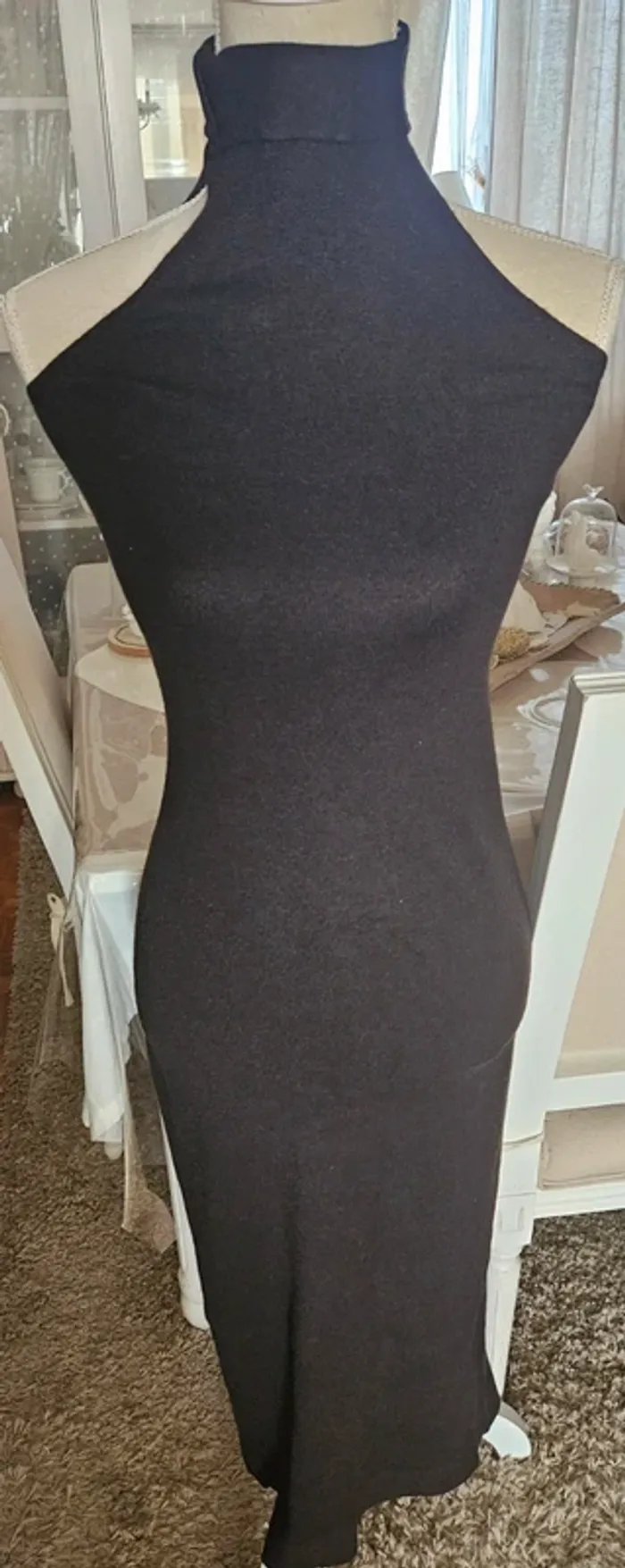Robe longue noire lainage sans manches JF Lefon Taille M Neuve - photo numéro 2