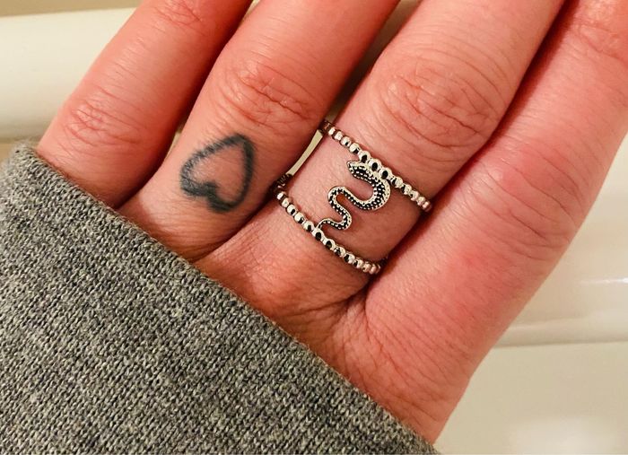 Bague ajustable argenté double rangs serpent cobra acier inoxydable