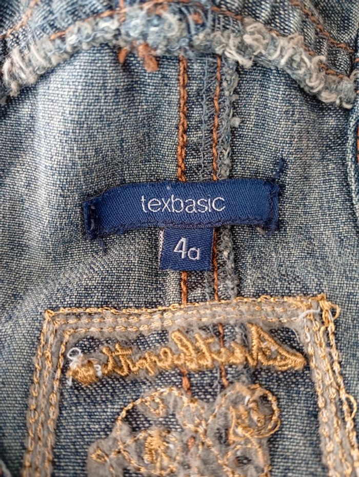 Salopette jupe en jean Tex basic taille 4 ans - photo numéro 3
