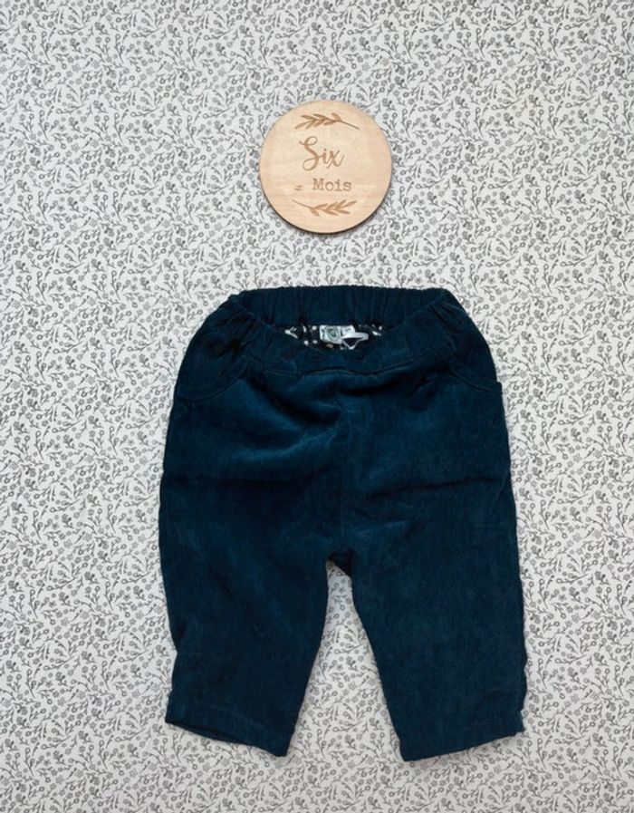 Pantalon velours bleu marine Bouchara 6 mois - photo numéro 4
