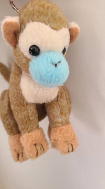 Porte-clés WWF singe visage bleu. peluche vintage singe porte-clés Anna Club