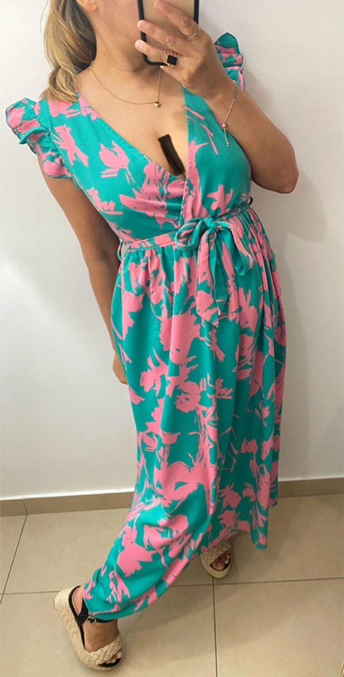 Robe longue imprimée avec ceinture Taille S-M - photo numéro 5