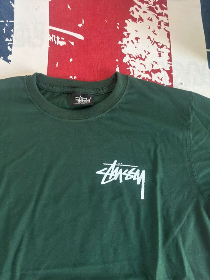 T-shirt Stussy Rework taille S vert logo dans le dos bouche - photo numéro 3