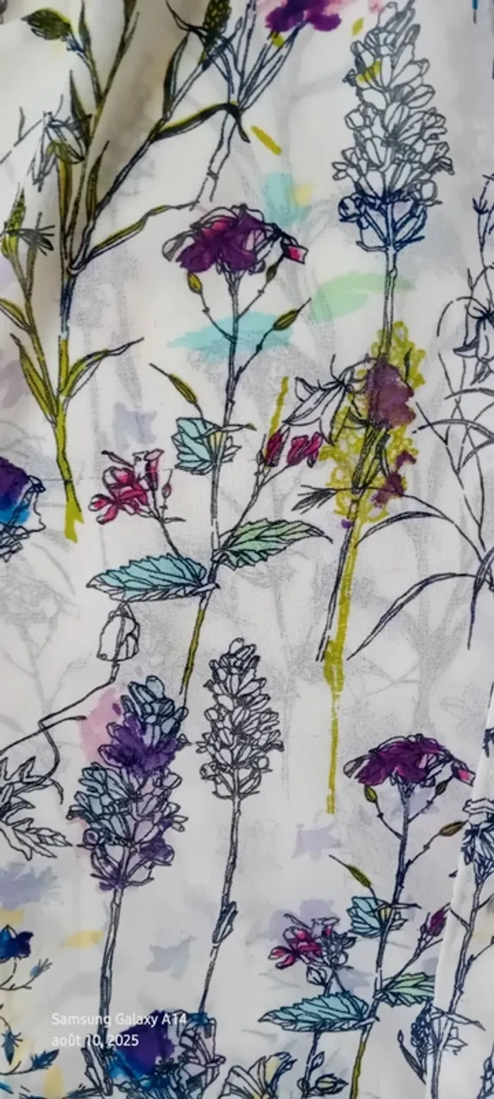 Blouse longue  sans manches assymetrique semitransparente motif fleurs femme 42 h&m - photo numéro 15