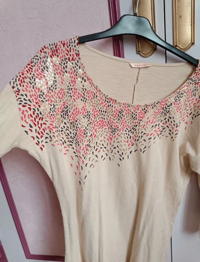 Haut Camaïeu beige imprimé T.3(40) - photo numéro 4