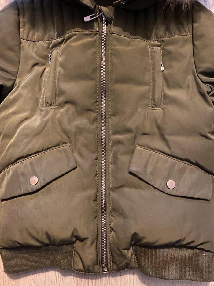 Manteau blouson fille 8 ans cyrillus kaki capuche fourrure raton laveur - photo numéro 2