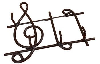 Porte-clés mural ancien   4 crochets Décor clé de sol