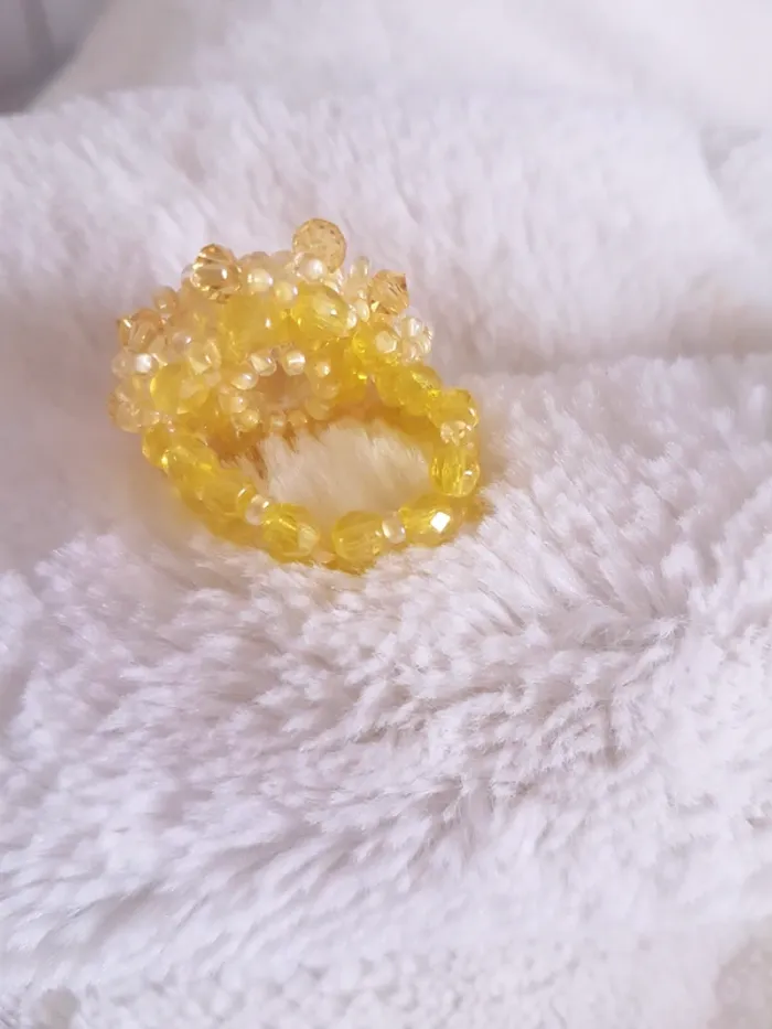 Bague fleur cristaux de Swaroski jaune Neuve - photo numéro 3