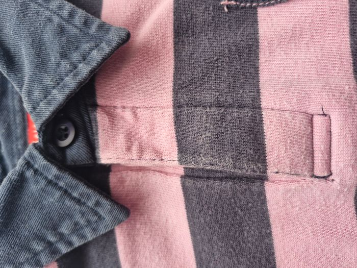Polo manches longues rayé 3 ans Tissaia Rose à rayures bleu marine - photo numéro 4