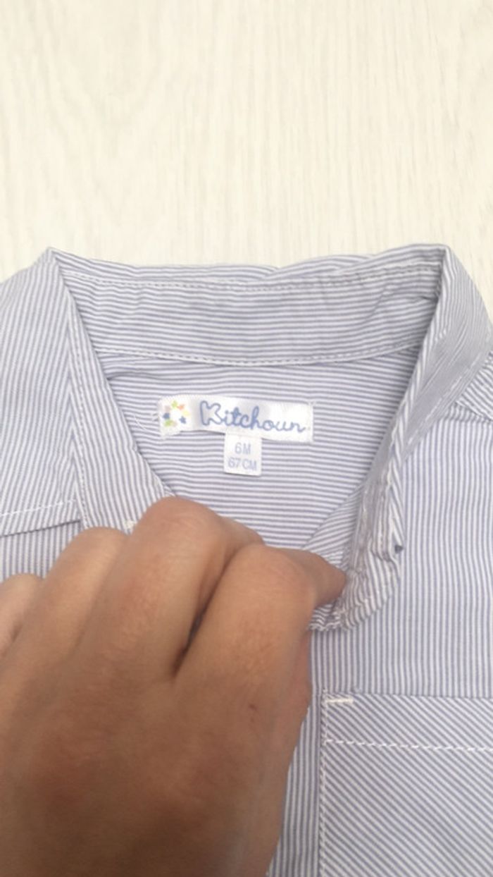 Chemise 6 mois blanc rayé bleu - photo numéro 2