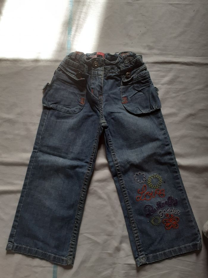 Jean bleu gris motif coloré