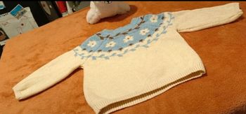 Pull Bébé 6 Mois - Tricot Jacquard Fleuri (Sergent Major)