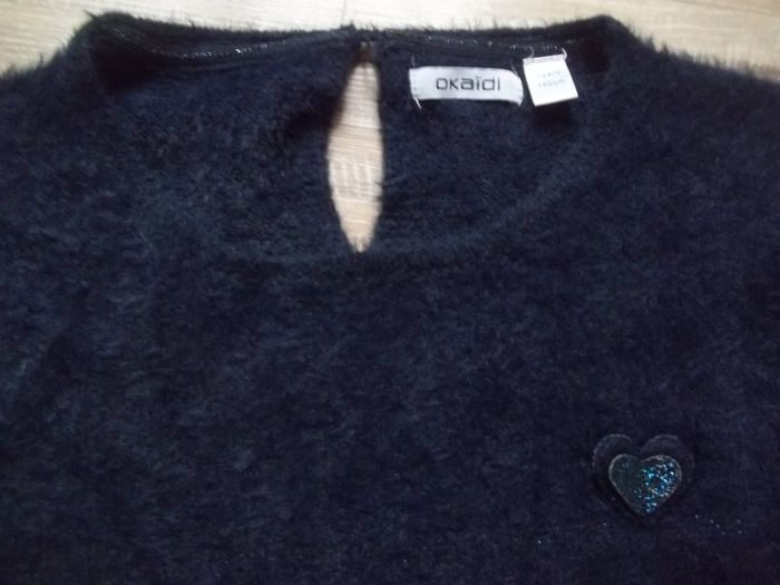 Pull coeur bleu marine Okaïdi 12 ans - photo numéro 2