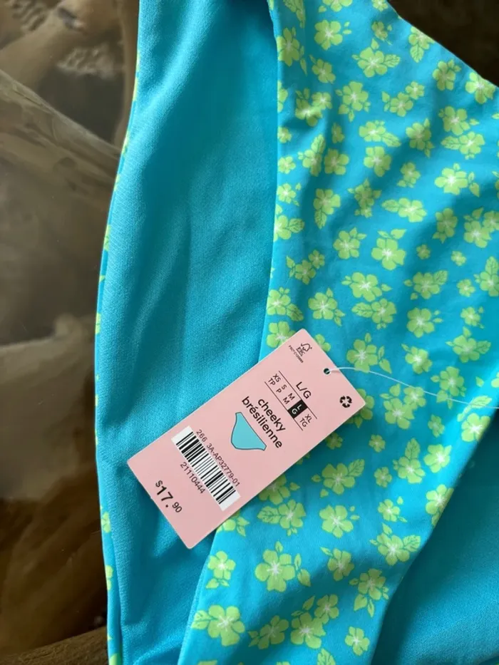 Maillot de bain 2 pièces Ardene femme fleurs bleu vert - photo numéro 5
