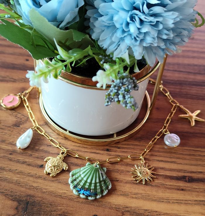 Collier coquillage vert✅ - photo numéro 2