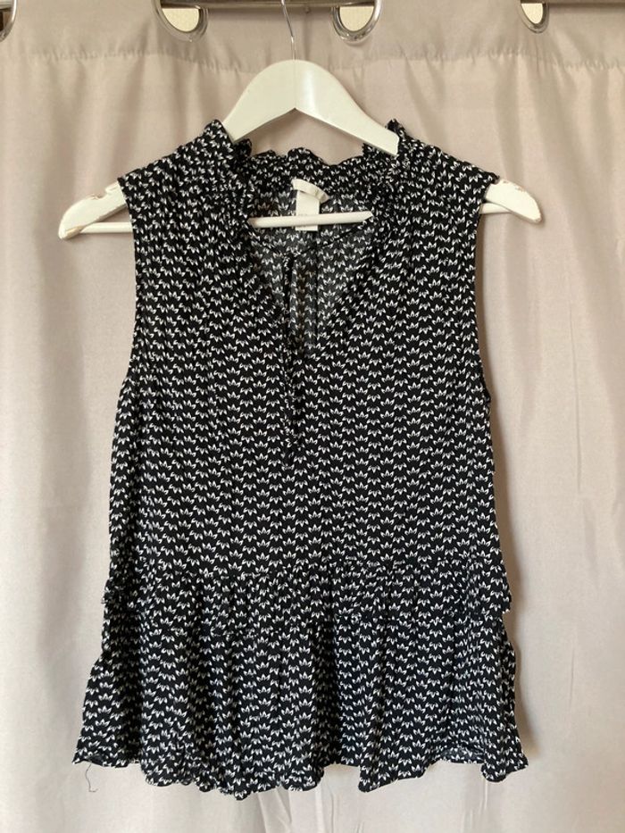 Blouse sans manches noire à motifs H&M 38
