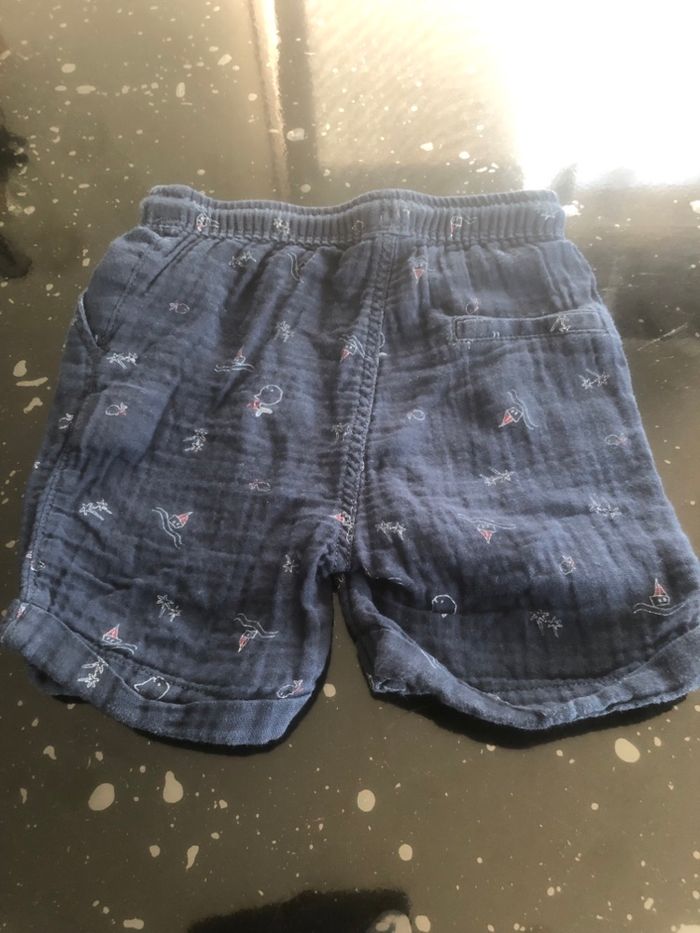 Petit shorts imprimé blanc bleu foncé et vert uni - photo numéro 5