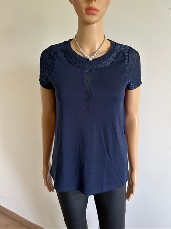 Teeshirt bleu marine avec dentelle Vero Moda taille S TBE