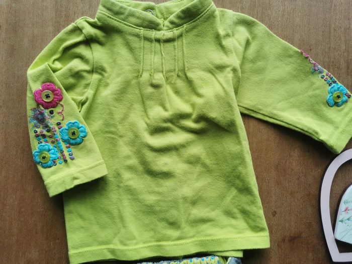 🌼 Ensemble mi-saison fille Orchestra 1 mois 53cm fille bohème broderie pompons - photo numéro 2