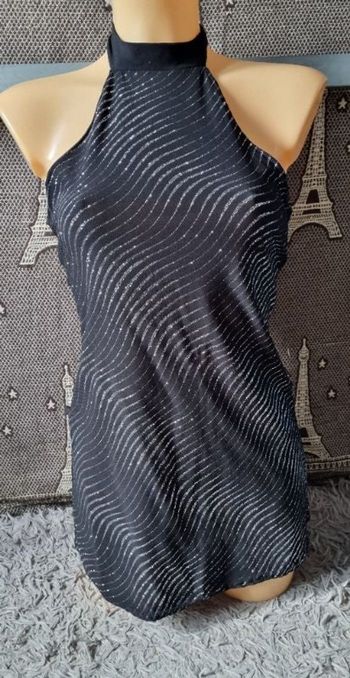 Top dos nu noir et gris pailleté taille 38-40