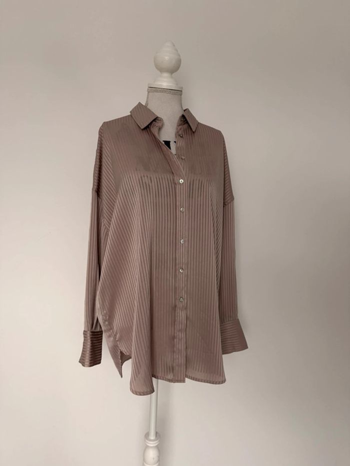 Chemise Zara M camisa satin blouse fluide Camicia Overhemd folder Blusa Camicetta Raso rose