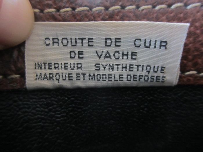 Sacoche marron Grain Pécari en croûte de cuir de vache avec poignée de transport - photo numéro 6