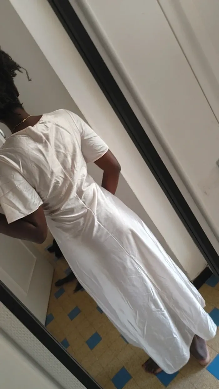 Robe de chambre chemise de nuit vêtements d'intérieur vintage dentelle décolleté cintrée longue - photo numéro 5