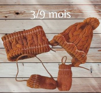 Jolie trio bonnet, snood et moufles