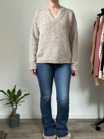 Pull beige Peace n' Love - Dentelle élégante, Taille unique (36-42), Neuf sans étiquettes