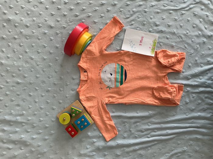 pyjama grenouillère en coton abricot 9 mois gémo - photo numéro 1