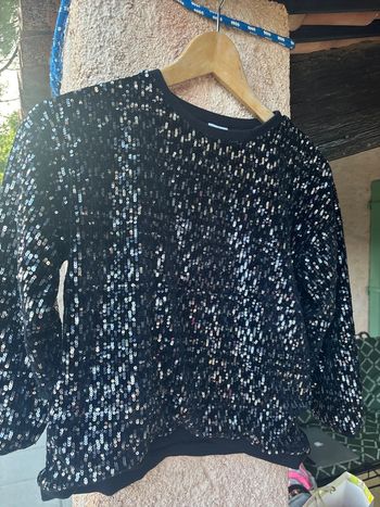 Pull à sequins noirs / argenté Zara 9 ans