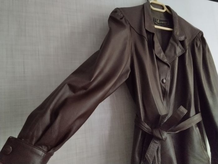 Veste en cuir marron bordeaux - photo numéro 4