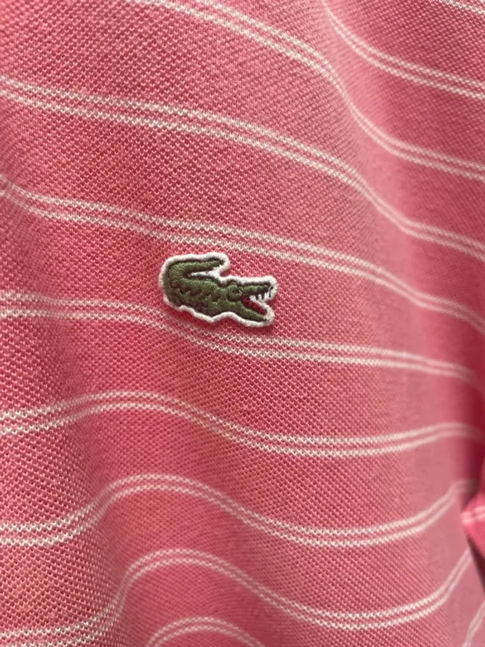 Striped pink white polo Lacoste Mens Size 4 - photo numéro 3