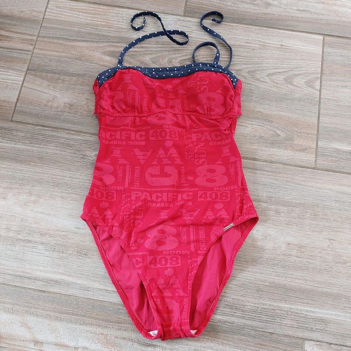 Maillot de bain une pièce rouge avec col à pois - Taille S Banana Moon