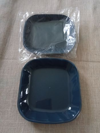 Ensemble de 2 petites Assiettes Bleues Marines en plastique dur - Neuves