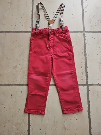 Pantalon rouge à bretelles - Tape à l'œil - 24 mois/86 cm