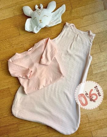 lot neuf | gigoteuse 0-6m + pyjama 3m - Petit BATEAU rose pale 🌸
