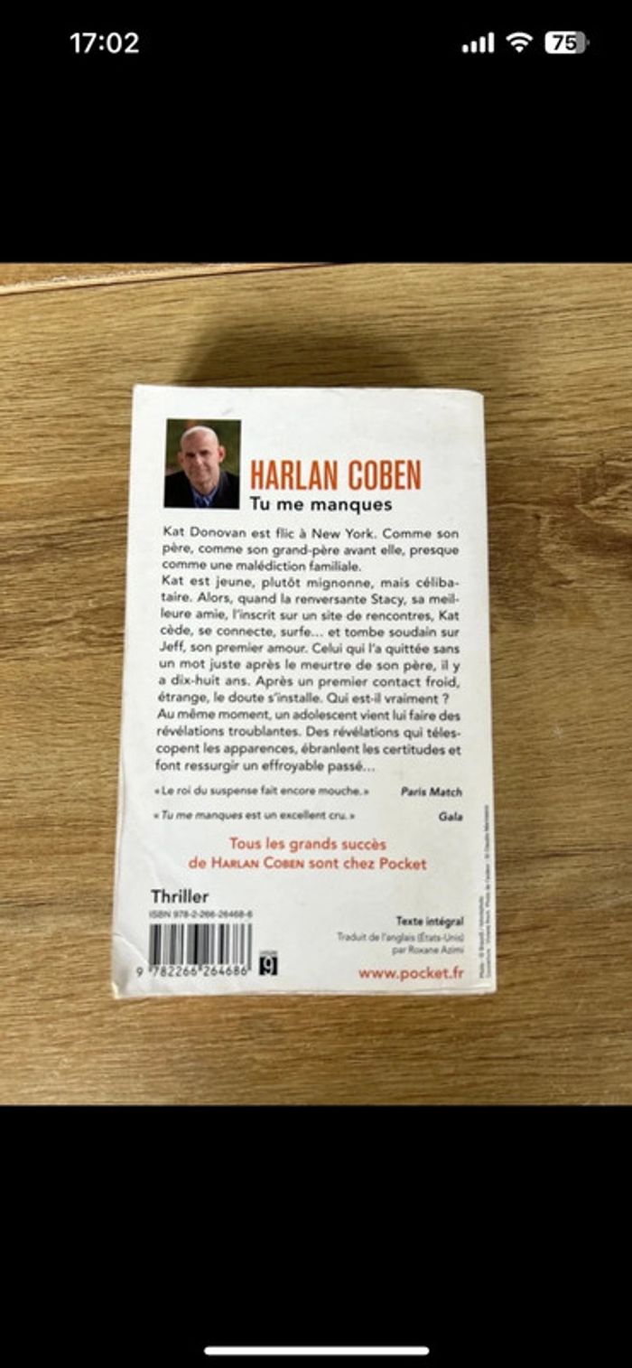 Livre poche « Tu me manques » Harlan Coben - photo numéro 2
