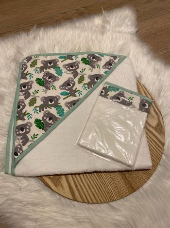 Cape de bain | 72x72 et gant de toilette | 14x20