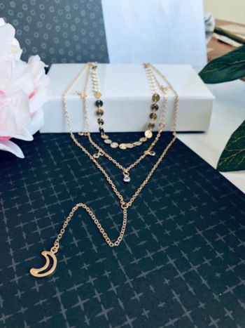 Collier fantaisie multirang doré sans nickel et sans plomb