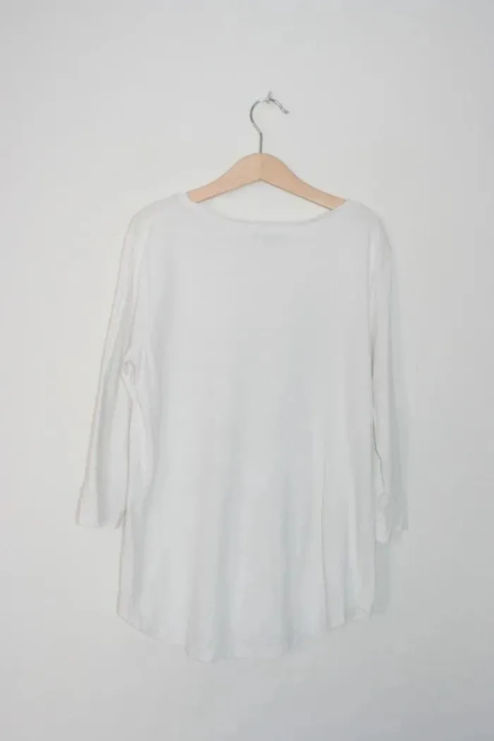 Tee-shirt blanc manches 3/4 Kiabi 12 ans - photo numéro 2