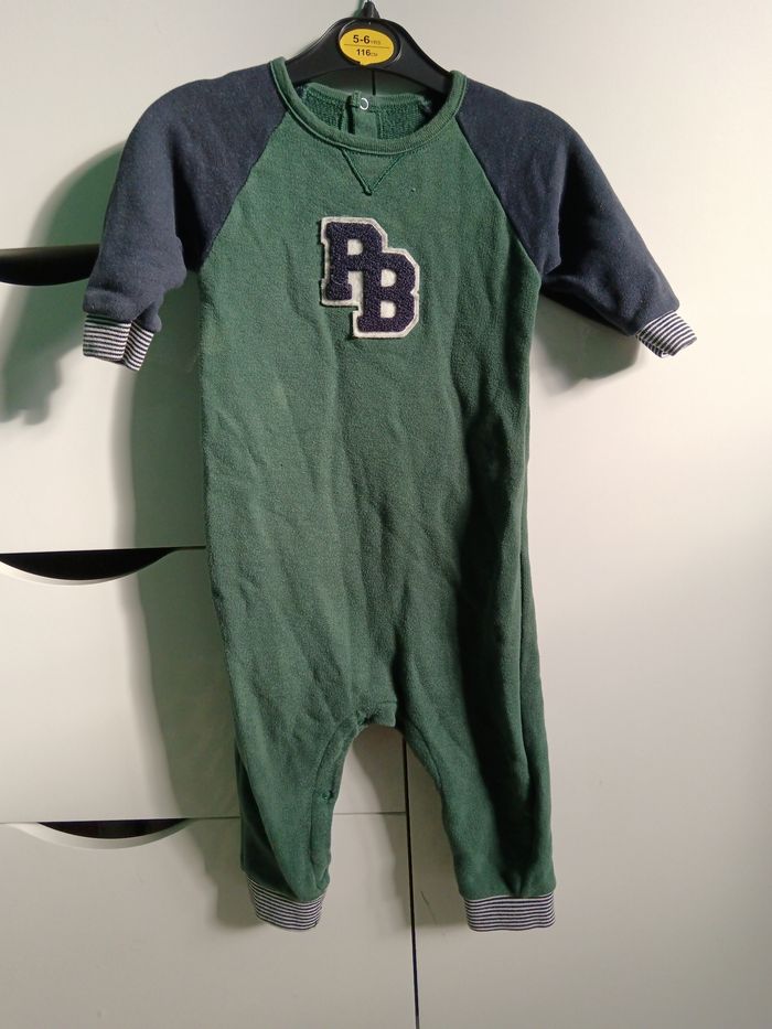 Grenouillère petit bateau verte et bleu marine  12 mois