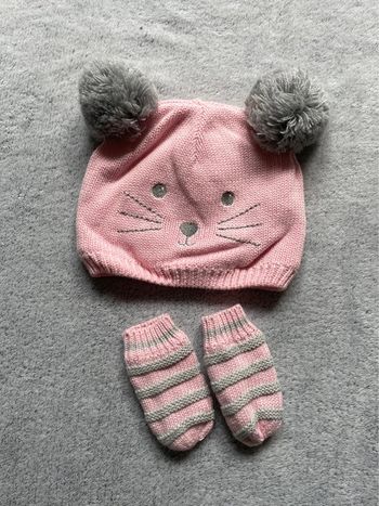 Ensemble bonnet et moufles, 9/12 mois