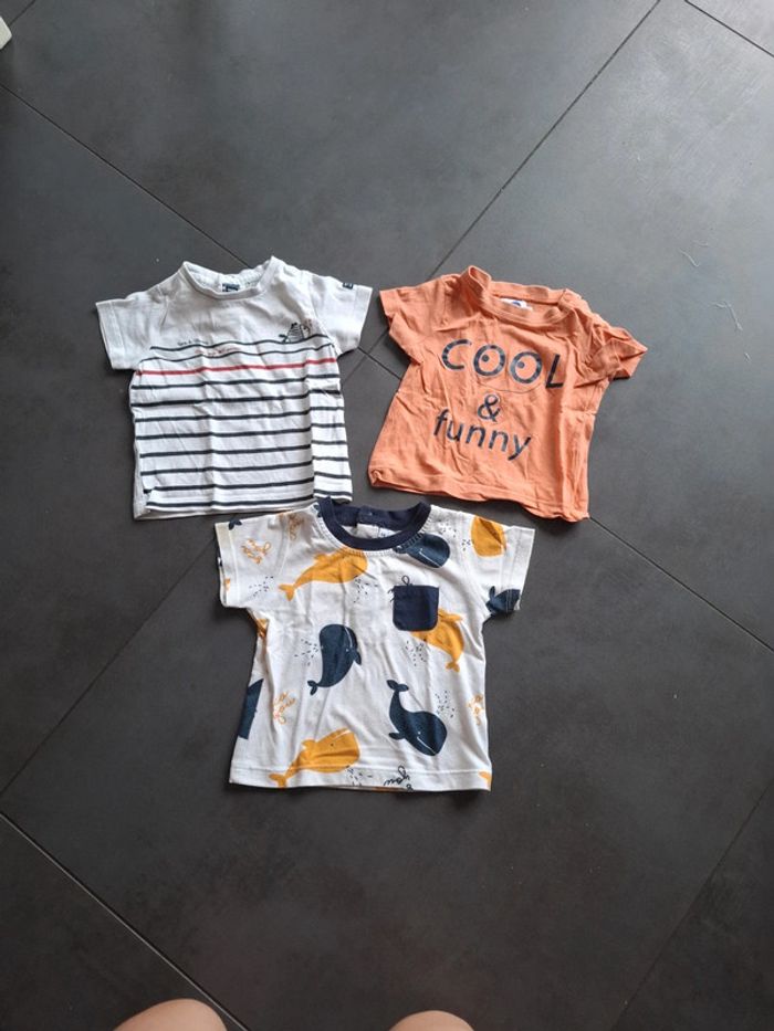 Lot de 3 tee-shirt marque terre de marins mots d'enfants 6 mois