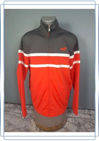 Veste légère puma vintage/ homme - taille L / rouge et grise - brodé (330)
