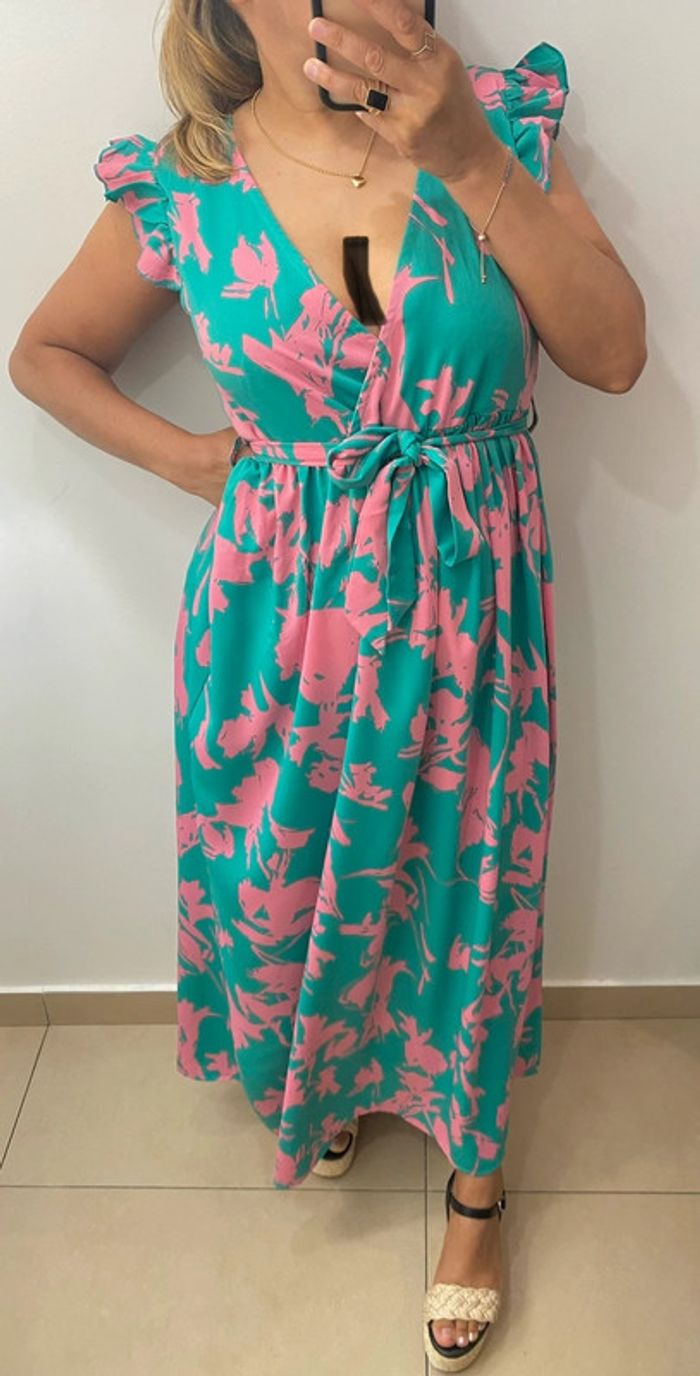 Robe longue imprimée avec ceinture Taille S-M - photo numéro 2