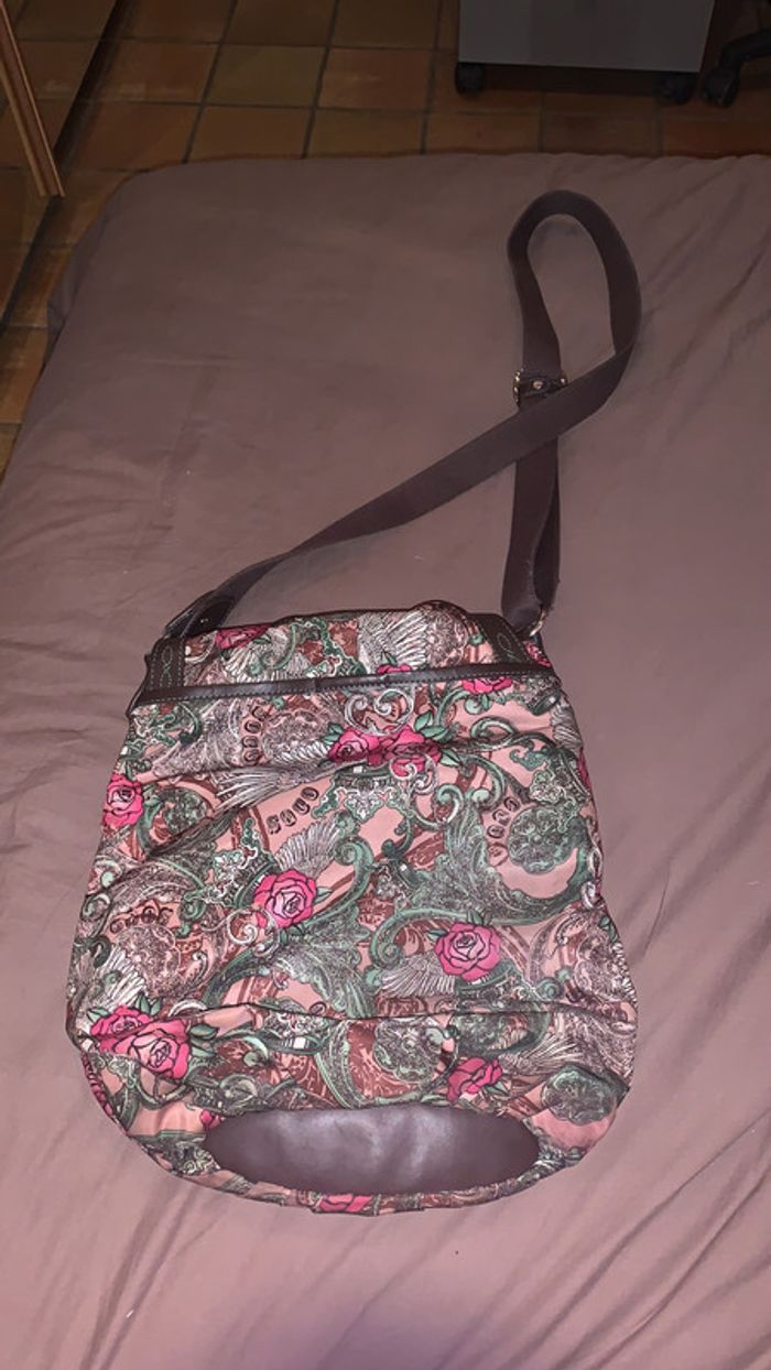 Sac bandoulière SOCO Marron avec rose et aile d’ange - photo numéro 2